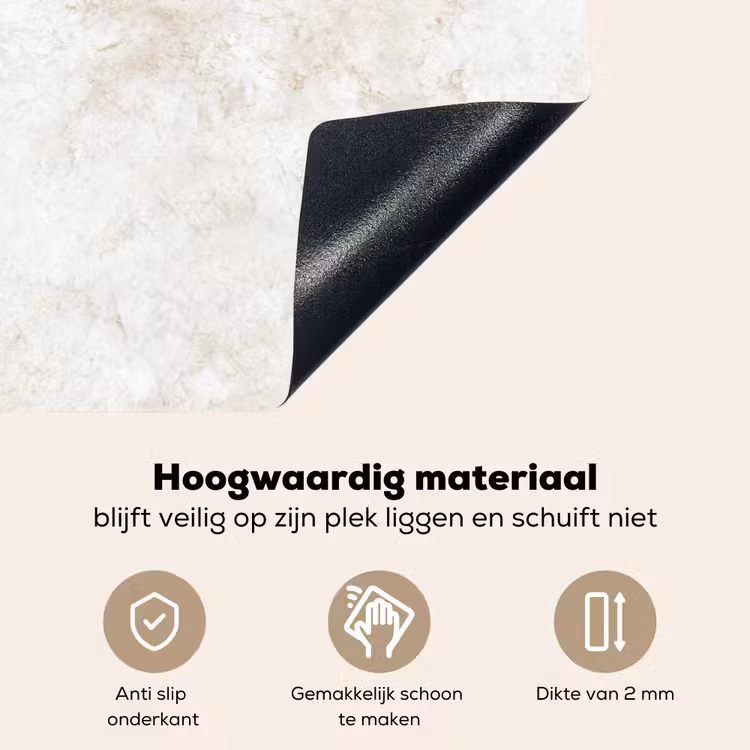 Beige - Marmer - Aders Inductie beschemer met haakjes klein 777 -ky-onderkant-nl