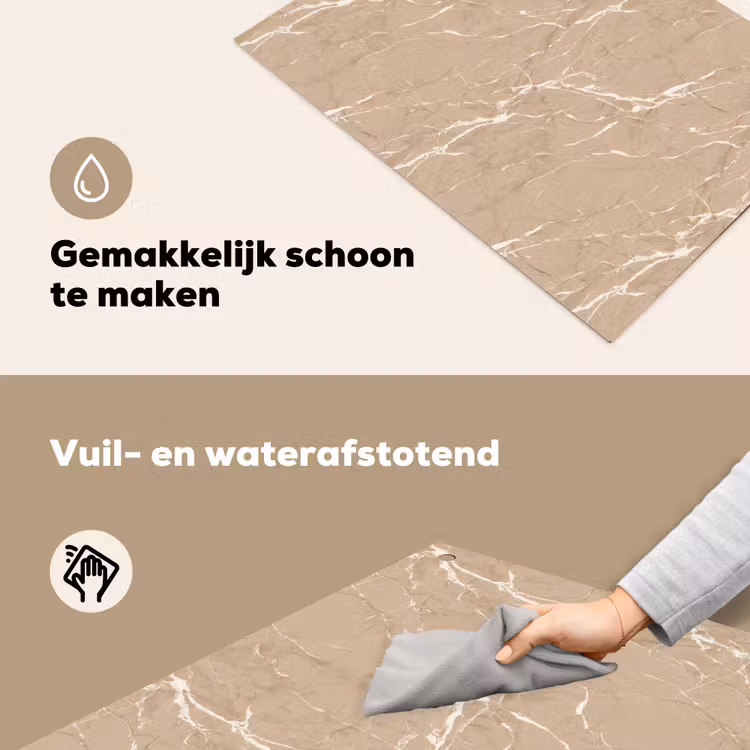 Beige - Marmer - Organisch - Wit Inductie beschemer met haakjes klein 777 -ky-schoon-nl