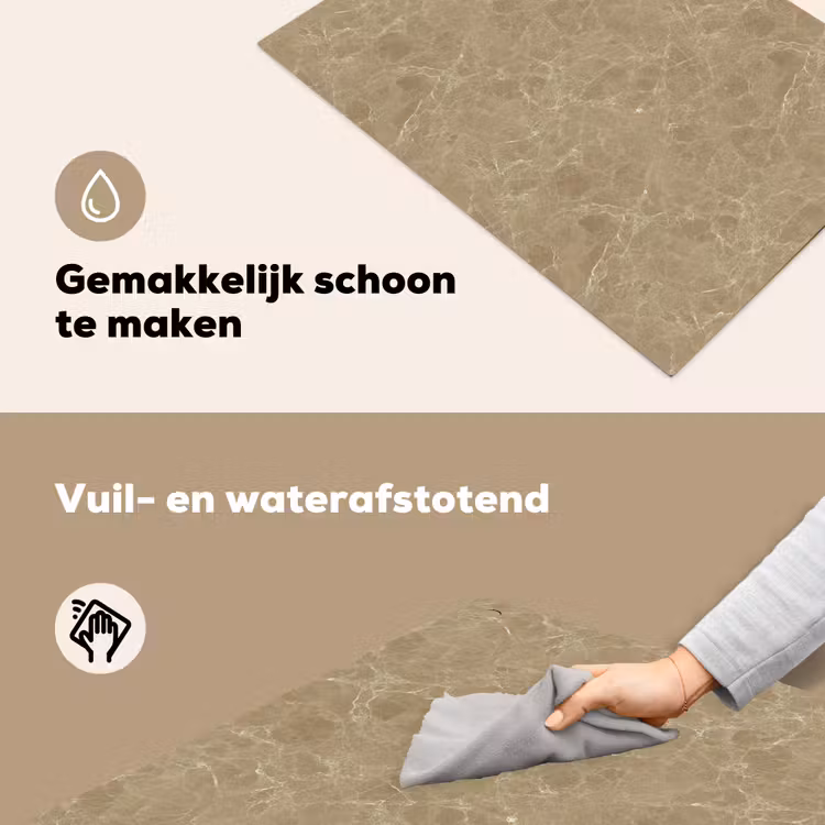 Beige - Marmer - Witte aders Inductie beschemer met haakjes klein 777 -ky-schoon-nl