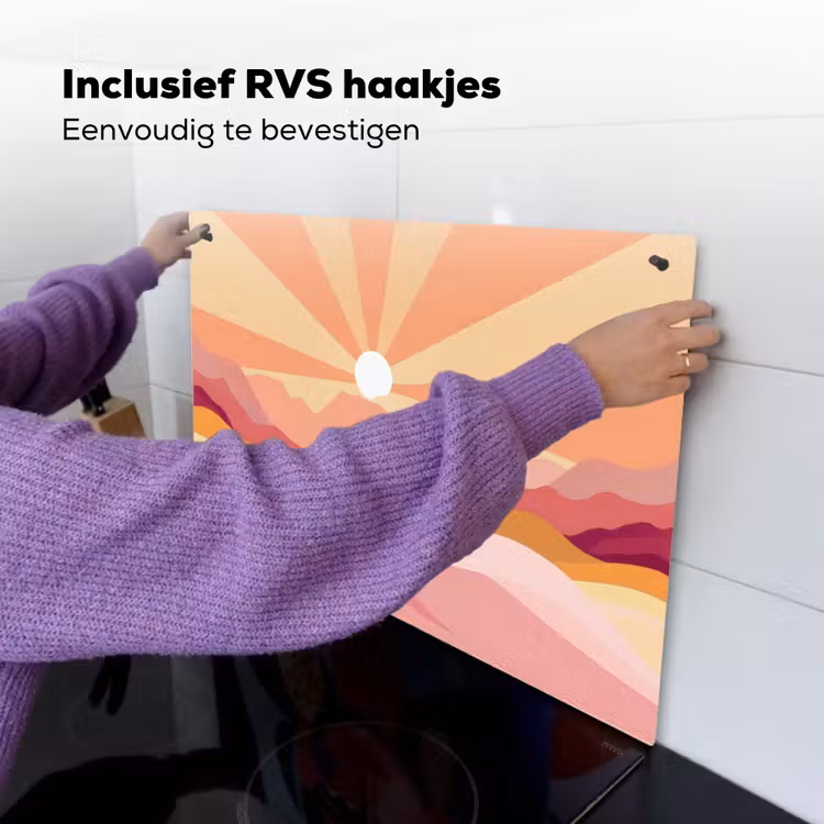 Bergen - Abstract - Zonnestralen - Roze Inductie beschemer met haakjes klein -ky-ophangen-nl
