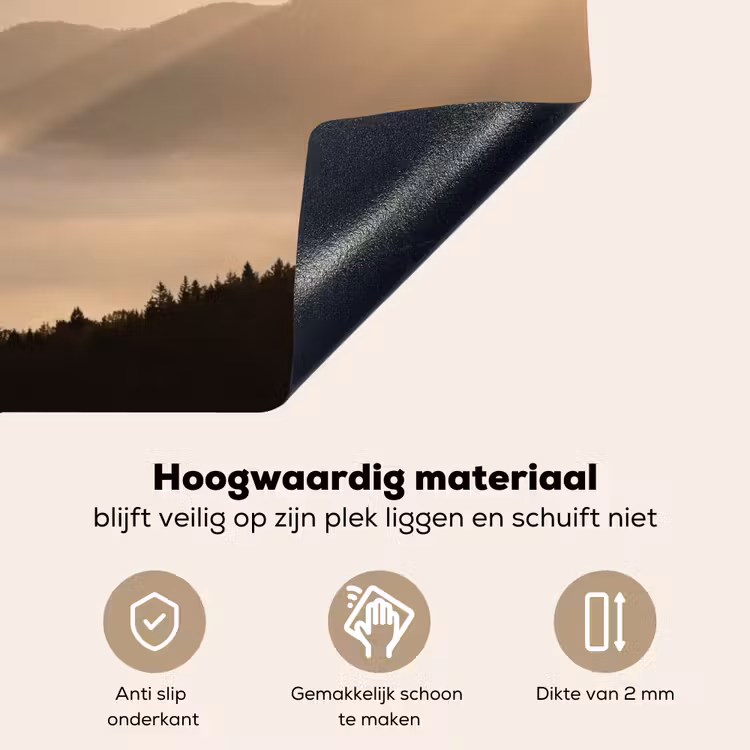 Bergen - Mist - Zonnestralen Inductie beschemer met haakjes klein -ky-onderkant-nl