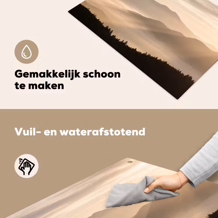 Bergen - Mist - Zonnestralen Inductie beschemer met haakjes klein -ky-schoon-nl