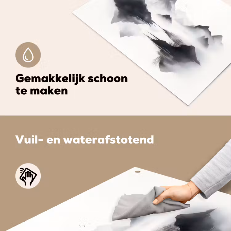 Bergen - Mistig - Water - Wit Inductie beschemer met haakjes klein -ky-schoon-nl