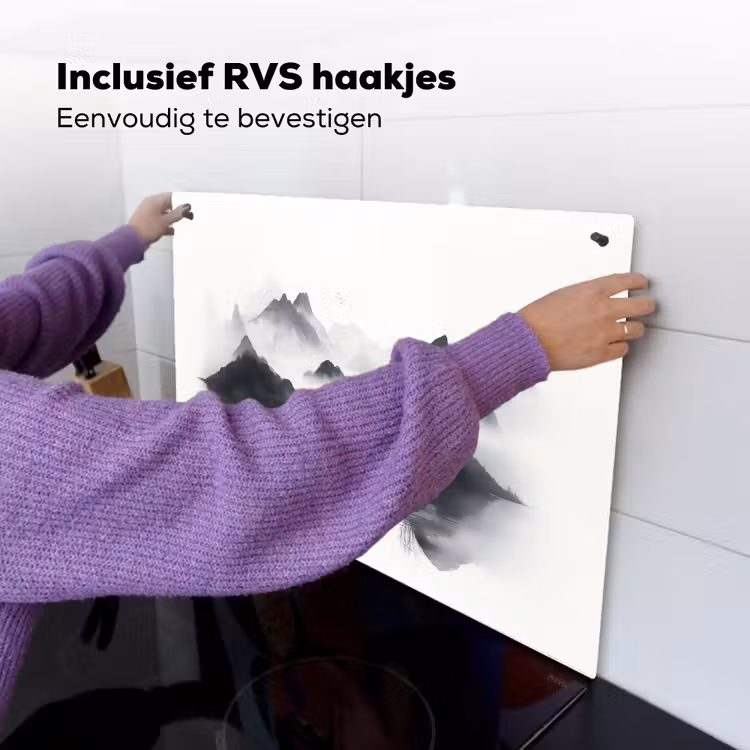 Bergen - Mistig - Water - Wit Inductie beschemer met haakjes klein -ky-ophangen-nl