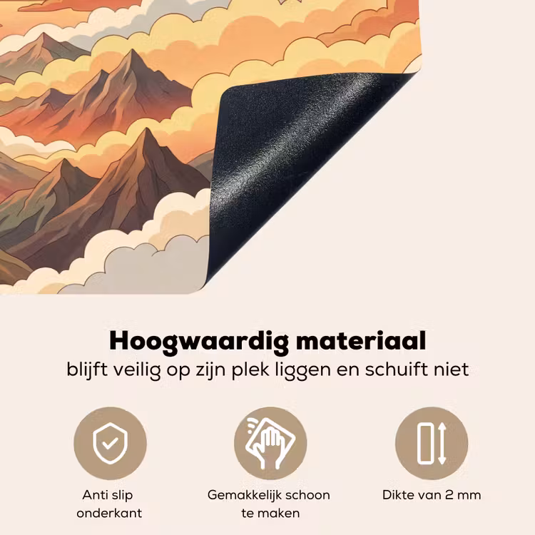Bergen - Wolken - Natuur - Zonsopgang - Oranje Inductie beschemer met haakjes klein -ky-onderkant-nl