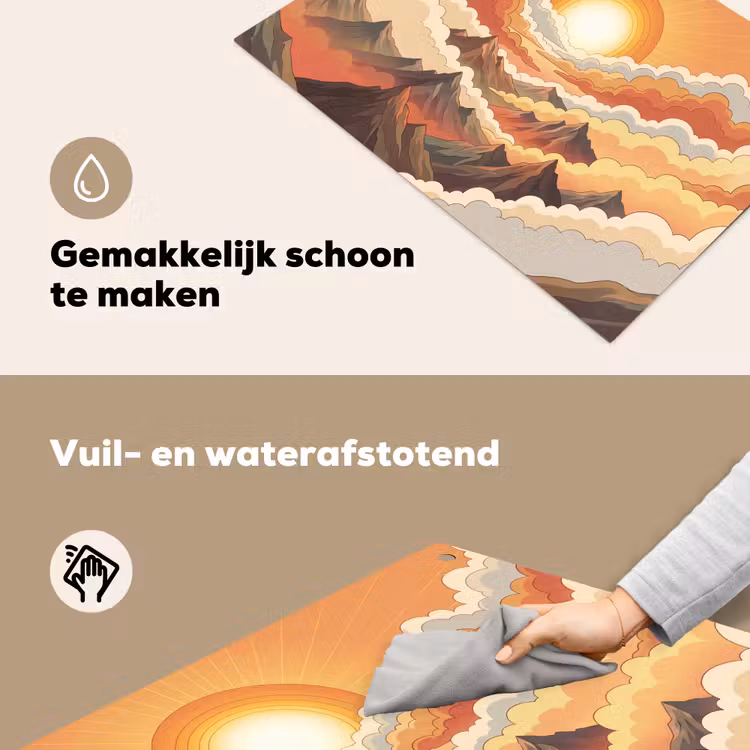 Bergen - Wolken - Natuur - Zonsopgang - Oranje Inductie beschemer met haakjes klein -ky-schoon-nl