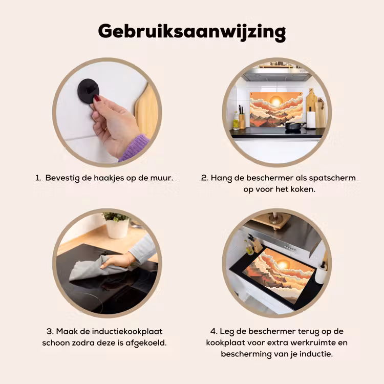 Bergen - Wolken - Natuur - Zonsopgang - Oranje Inductie beschemer met haakjes klein -ky-gebruik-nl