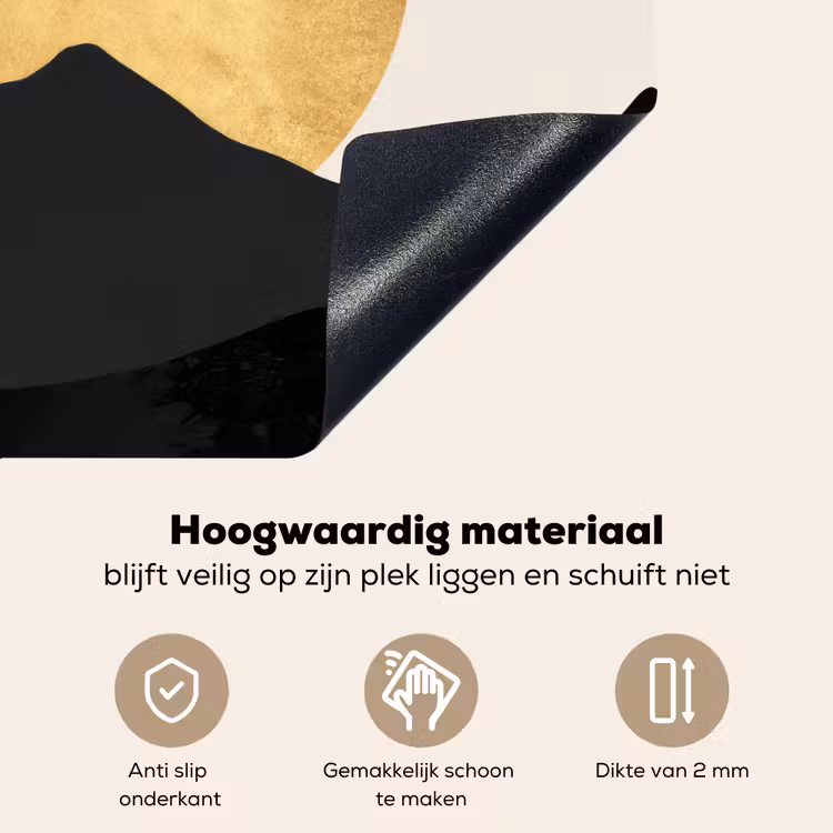 Bergsilhouetten - Gouden cirkel - Beige Inductie beschemer met haakjes middel -ky-onderkant-nl
