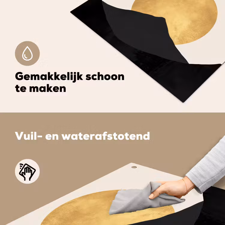 Bergsilhouetten - Gouden cirkel - Beige Inductie beschemer met haakjes middel -ky-schoon-nl