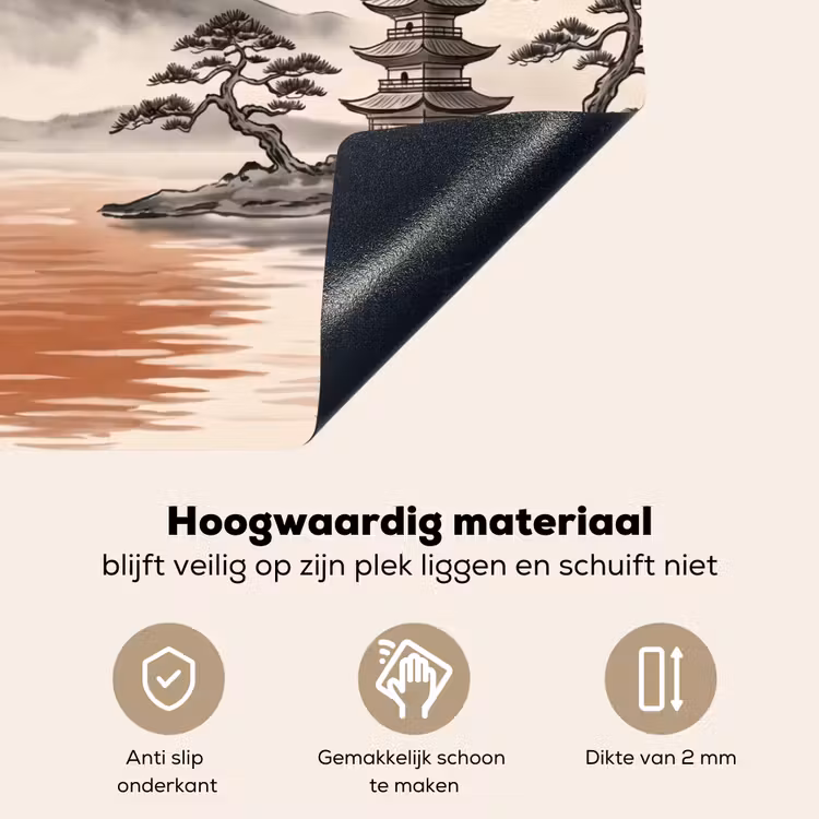 Bergtop - Meer - Bloesem Inductie beschemer met haakjes klein -ky-onderkant-nl