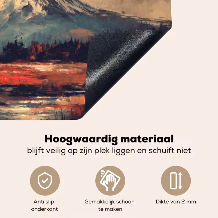 Bergtop - Sneeuw - Zon Inductie beschemer met haakjes middel -ky-onderkant-nl
