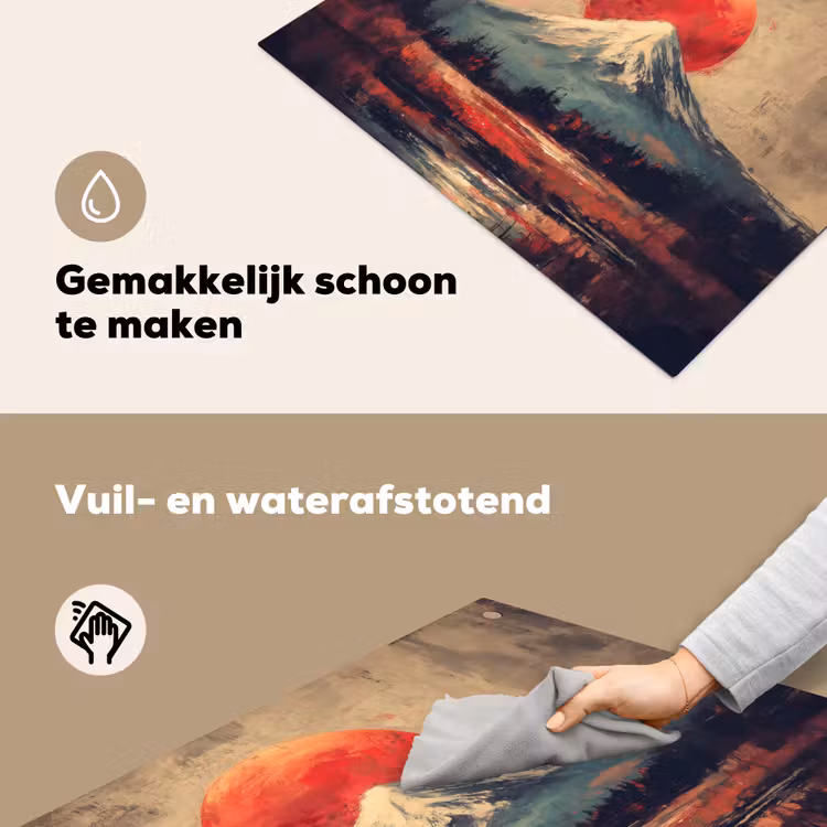 Bergtop - Sneeuw - Zon Inductie beschemer met haakjes middel -ky-schoon-nl