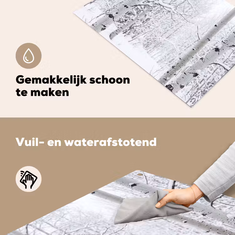 Berkenbomen - Sneeuw - Winter - Bos - Wit Inductie beschemer met haakjes klein -ky-schoon-nl