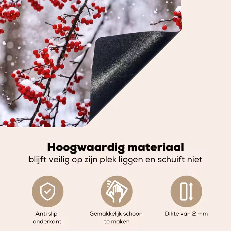 Bessen - Takken - Sneeuw - Winter - Kleurrijk Inductie beschemer met haakjes klein -ky-onderkant-nl