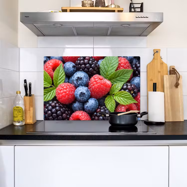 Bessen - Vers - Waterdruppels - Kleurrijk - Eten Inductie beschemer met haakjes klein -sfeer2