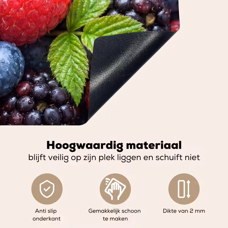 Bessen - Vers - Waterdruppels - Kleurrijk - Eten Inductie beschemer met haakjes klein -ky-onderkant-nl