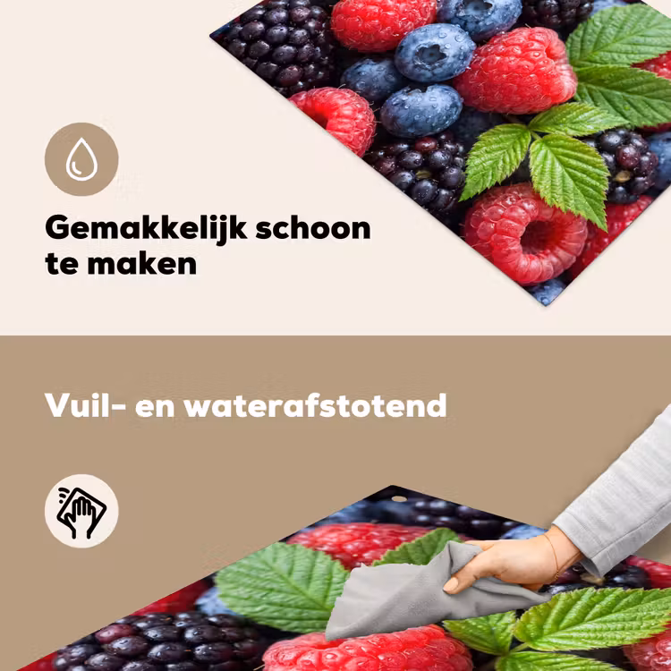 Bessen - Vers - Waterdruppels - Kleurrijk - Eten Inductie beschemer met haakjes klein -ky-schoon-nl
