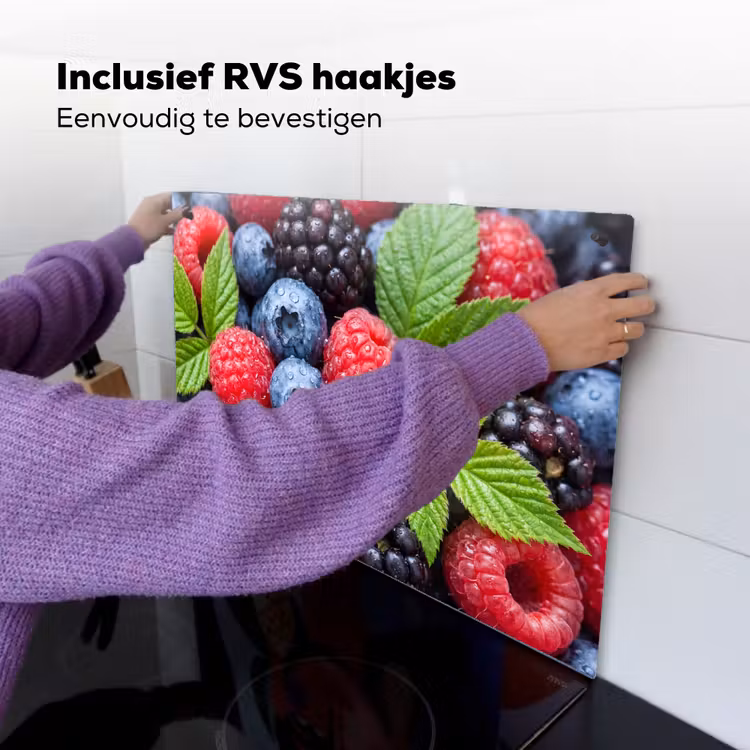 Bessen - Vers - Waterdruppels - Kleurrijk - Eten Inductie beschemer met haakjes klein -ky-ophangen-nl