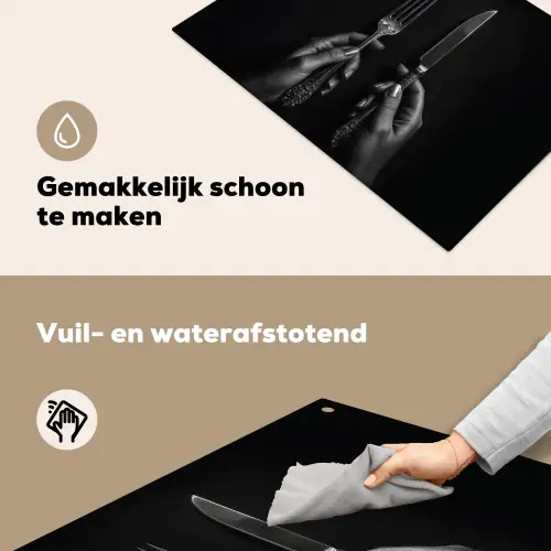 Bestek - Zwart - Wit Inductie beschemer met haakjes klein -ky-schoon-nl