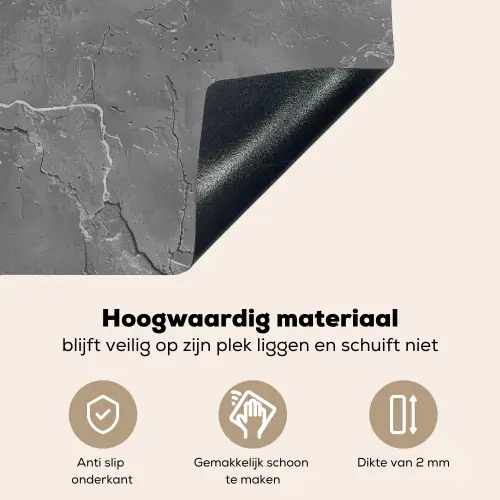 Beton - Grijs - Abstract - Betonlook Inductie beschemer met haakjes middel -ky-onderkant-nl