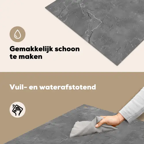 Beton - Grijs - Abstract - Betonlook Inductie beschemer met haakjes middel -ky-schoon-nl