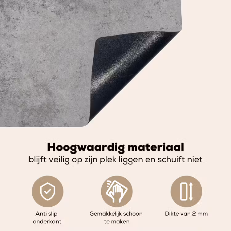 Beton - Grijs - Patronen Inductie beschemer met haakjes klein 777 -ky-onderkant-nl