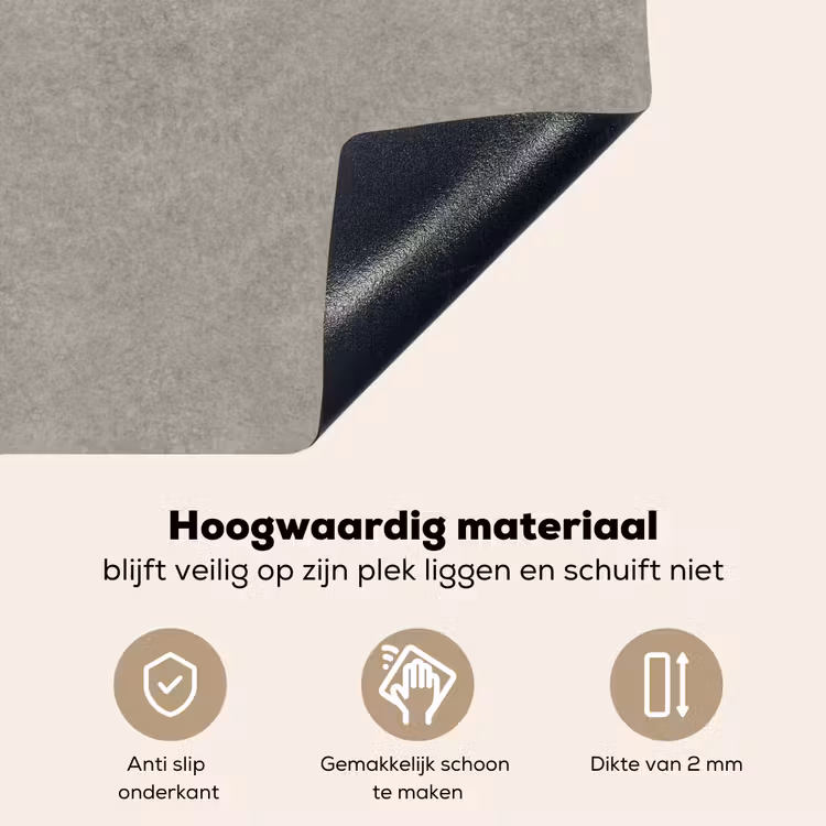 Beton - Grijs - Patronen - Industrieel Inductie beschemer met haakjes klein 777 -ky-onderkant-nl
