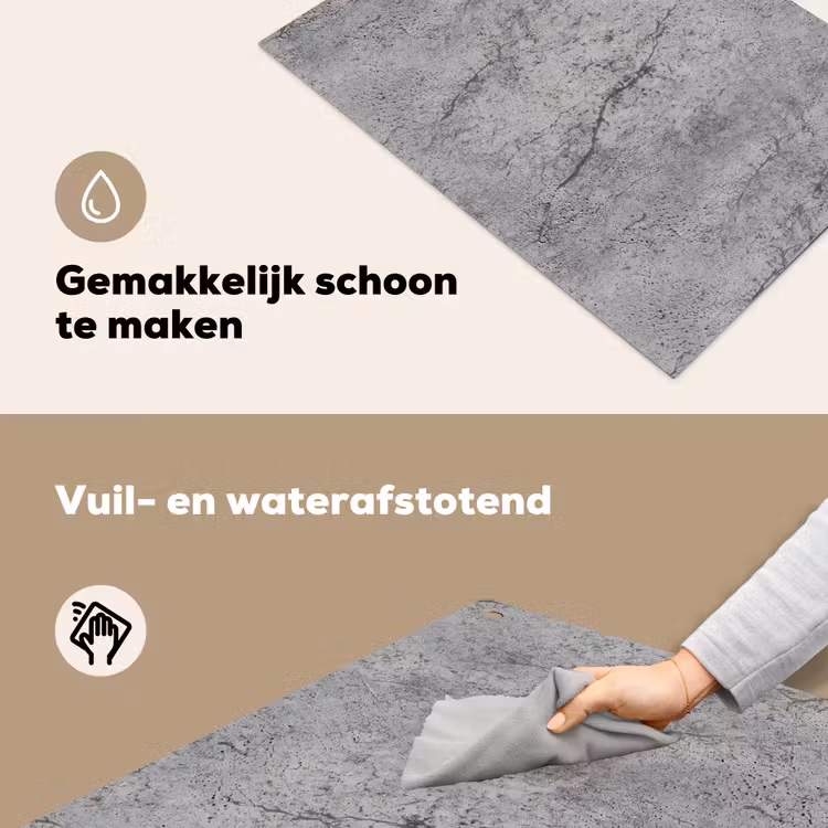 Beton - Muur - Industrieel - Patronen Inductie beschemer met haakjes klein 777 -ky-schoon-nl