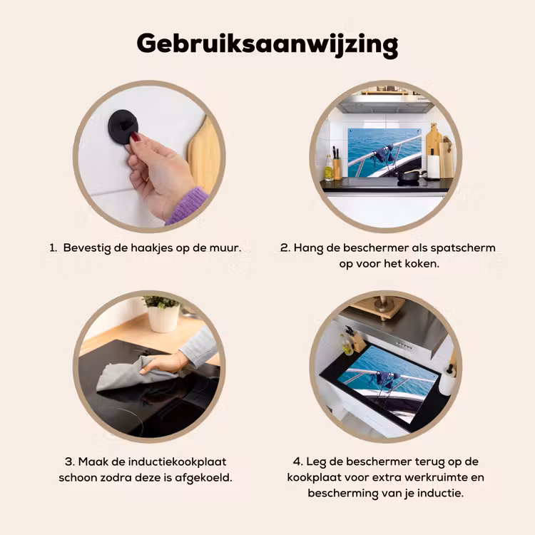 Bikini - Reling - Zee - Zomer - Blauw Inductie beschemer met haakjes klein -ky-gebruik-nl