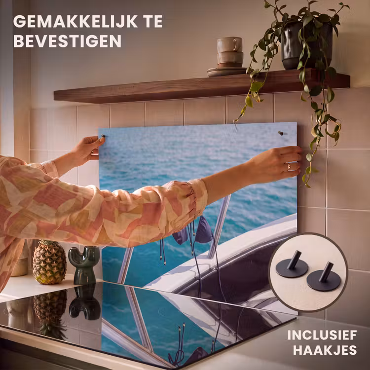 Bikini - Reling - Zee - Zomer - Blauw Inductie beschemer met haakjes klein -ky-ophangen-nl