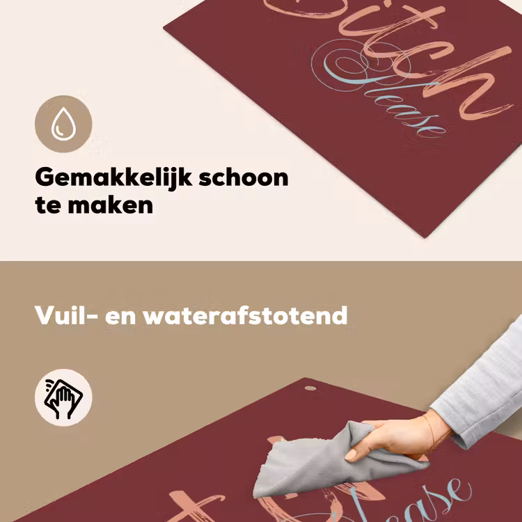 Bitch please - Rood - Blauw Inductie beschemer met haakjes klein -ky-schoon-nl