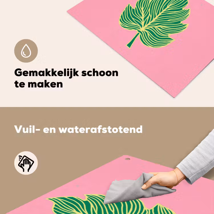 Blad - Groen - Illustratie - Minimalistisch Inductie beschemer met haakjes klein -ky-schoon-nl