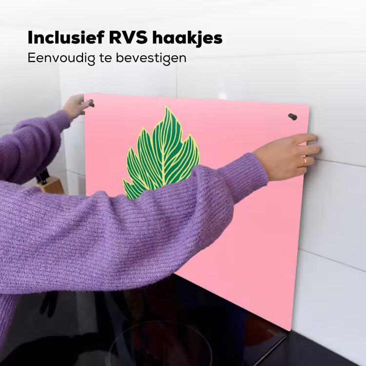 Blad - Groen - Illustratie - Minimalistisch Inductie beschemer met haakjes klein -ky-ophangen-nl