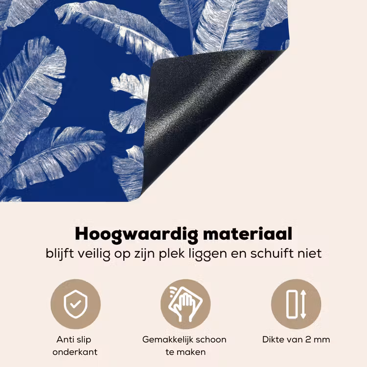 Blad - Palm - Blauw Inductie beschemer met haakjes klein 777 -ky-onderkant-nl