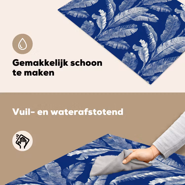 Blad - Palm - Blauw Inductie beschemer met haakjes klein 777 -ky-schoon-nl