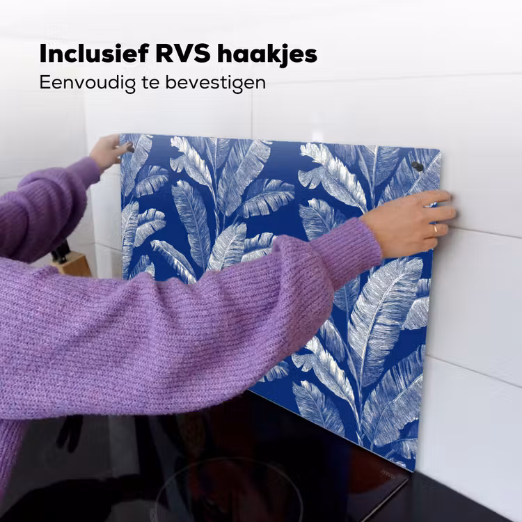 Blad - Palm - Blauw Inductie beschemer met haakjes klein 777 -ky-ophangen-nl