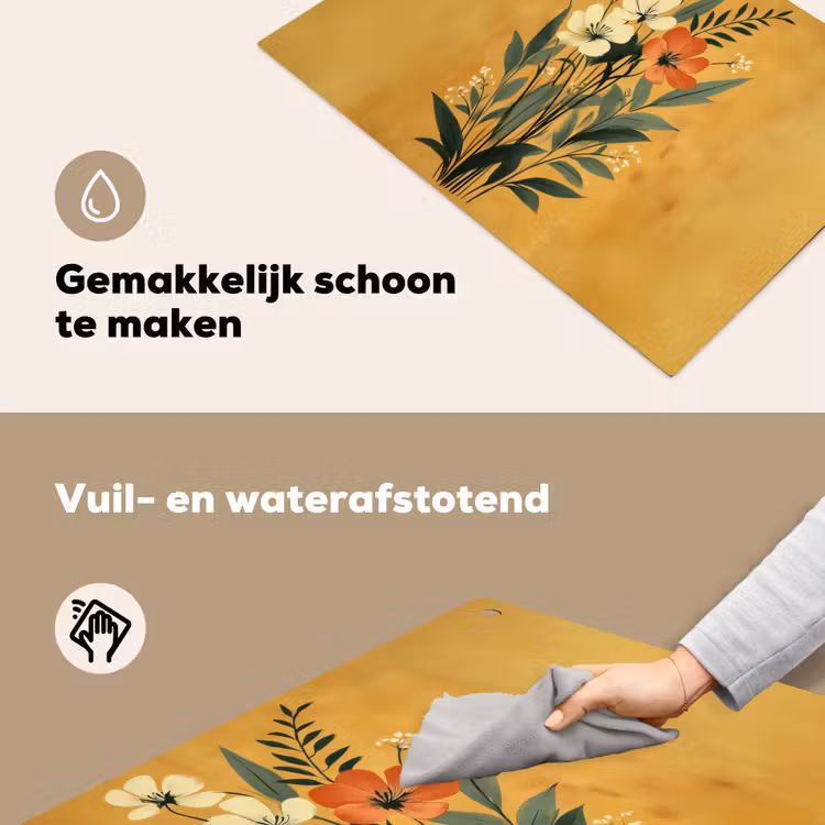 Bladeren - Boeket - Bloemen - Geel Inductie beschemer met haakjes klein -ky-schoon-nl