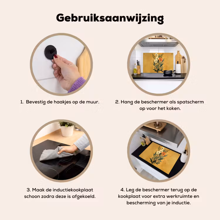 Bladeren - Boeket - Bloemen - Geel Inductie beschemer met haakjes klein -ky-gebruik-nl