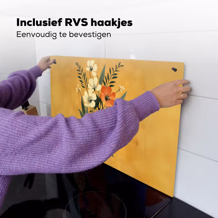Bladeren - Boeket - Bloemen - Geel Inductie beschemer met haakjes klein -ky-ophangen-nl