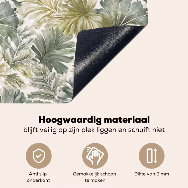 Bladeren - Botanisch - Groen Inductie beschemer met haakjes klein 777 -ky-onderkant-nl