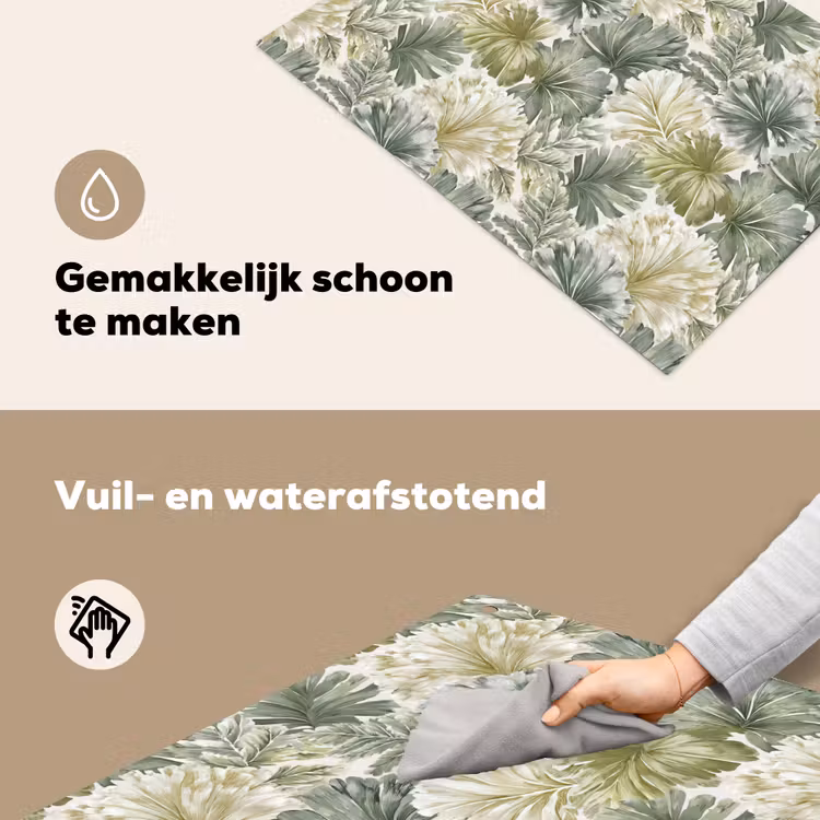 Bladeren - Botanisch - Groen Inductie beschemer met haakjes klein 777 -ky-schoon-nl