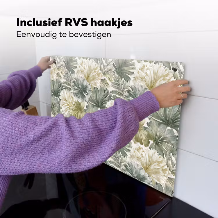Bladeren - Botanisch - Groen Inductie beschemer met haakjes klein 777 -ky-ophangen-nl