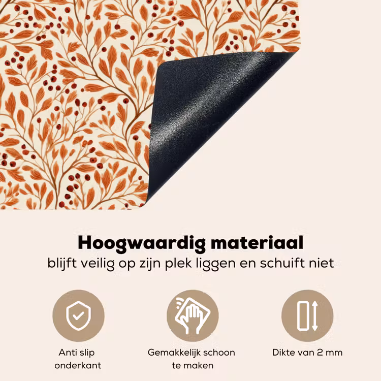 Bladeren - Botanisch - Terracotta Inductie beschemer met haakjes klein 777 -ky-onderkant-nl