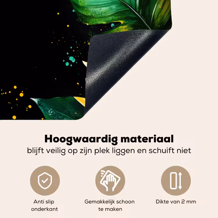 Bladeren - Groen - Geel - Verf - Jungle Inductie beschemer met haakjes klein -ky-onderkant-nl