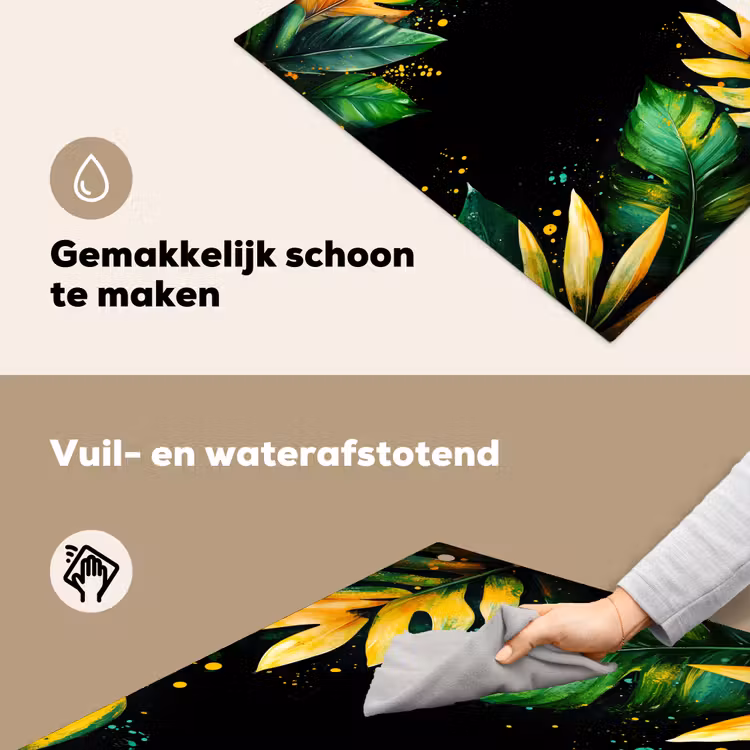 Bladeren - Groen - Geel - Verf - Jungle Inductie beschemer met haakjes klein -ky-schoon-nl