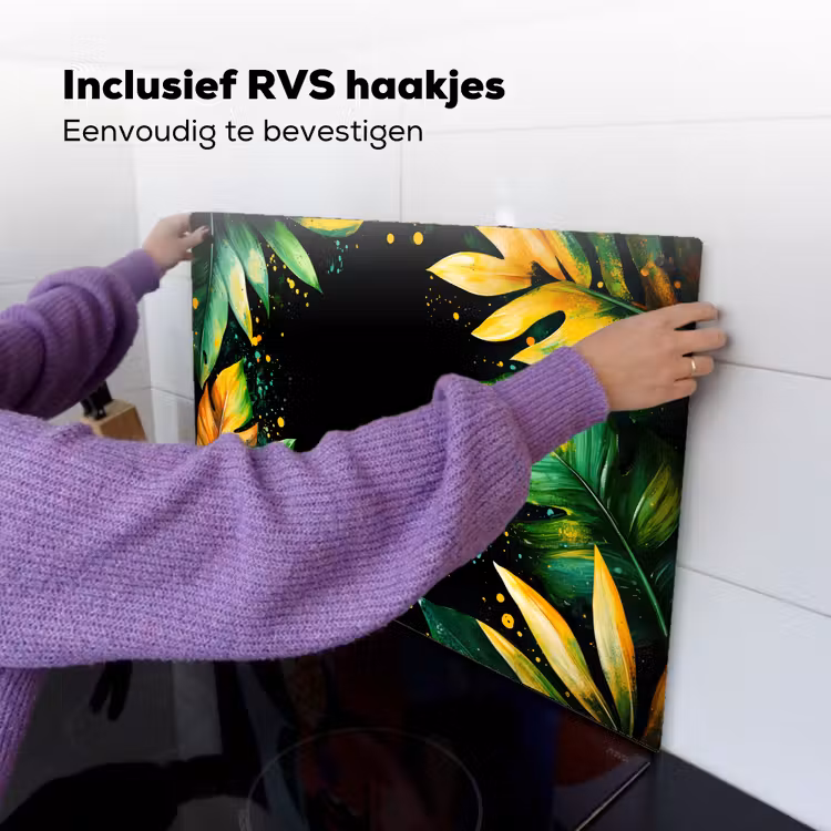 Bladeren - Groen - Geel - Verf - Jungle Inductie beschemer met haakjes klein -ky-ophangen-nl