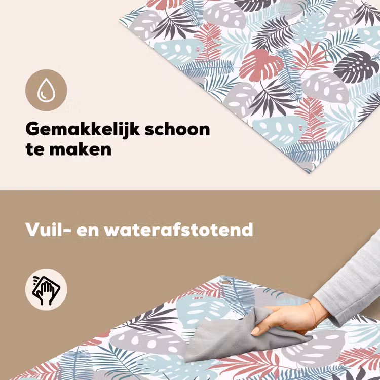 Bladeren - Jungle - Pastel - Tropisch Inductie beschemer met haakjes klein -ky-schoon-nl