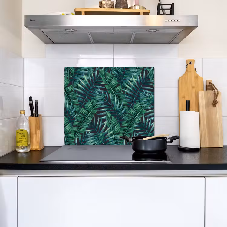 Bladeren - Inductie beschermer - Jungle - Tropical Inductie beschemer met haakjes middel -sfeer2