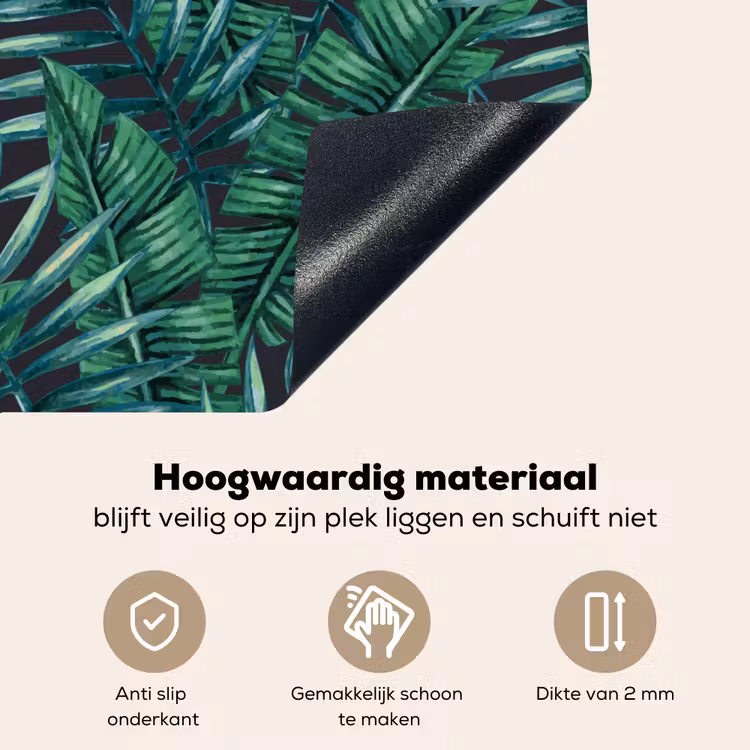 Bladeren - Inductie beschermer - Jungle - Tropical Inductie beschemer met haakjes middel -ky-onderkant-nl