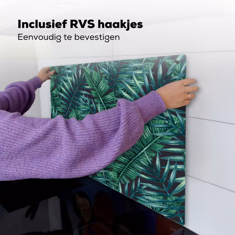 Bladeren - Inductie beschermer - Jungle - Tropical Inductie beschemer met haakjes middel -ky-ophangen-nl